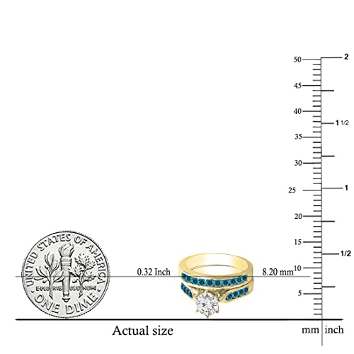 DazzlingRock Collection (DR1882-1834-14KY-6.5) 14K yellow gold, round cut, (K) blue diamond