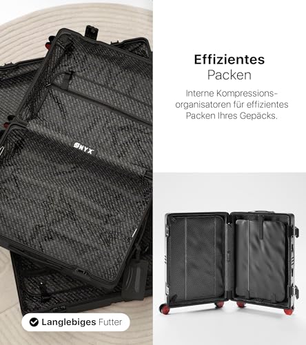 ONYX hard-shell travel suitcase set (2 pieces) with aluminum closures, TSA lock, 360° wheels