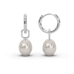 AMOONIC Hoop Earrings Pearl Earrings Women (Silver 925) with Freshwater Pearls in Drop Shape