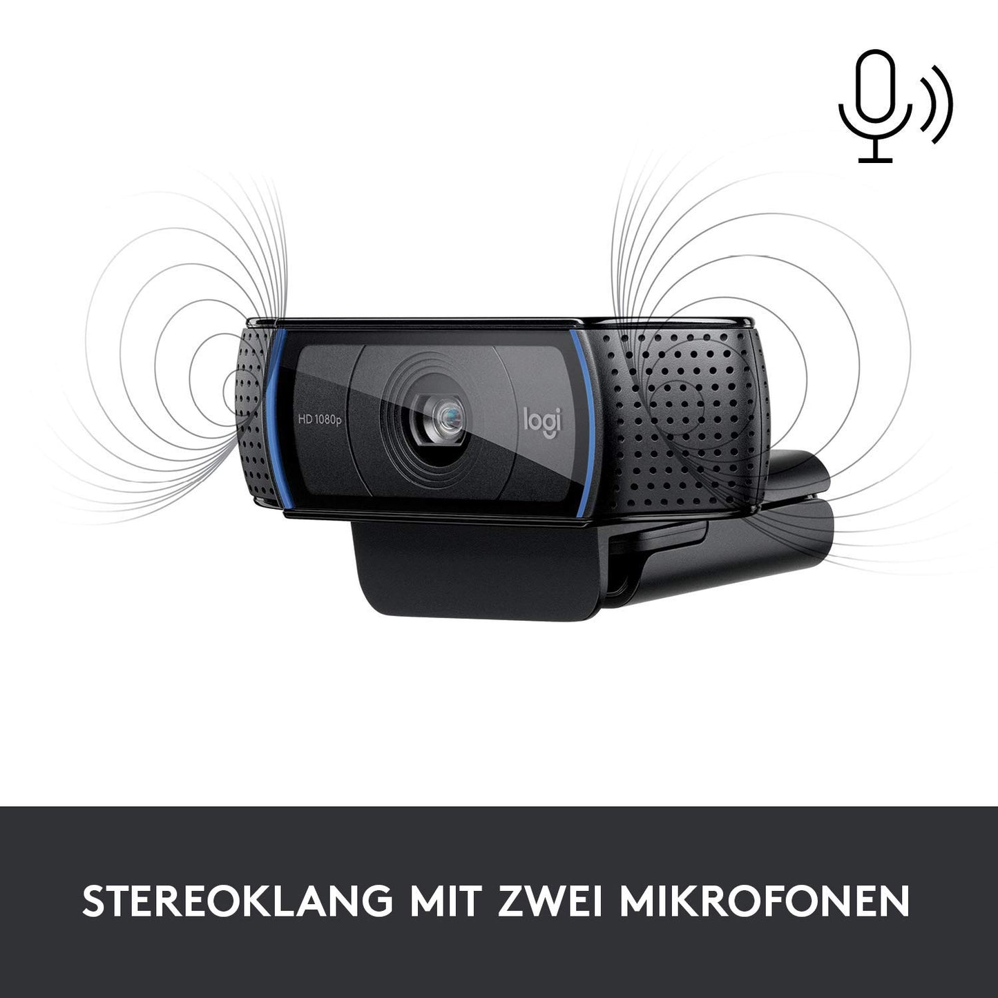 Logitech C920 HD PRO Webcam, Full HD 1080p, 78° field of view, autofocus, clear stereo sound, exposure compensation, USB connection, for Skype, FaceTime, Hangouts, etc., PC/Mac/ChromeOS/Android - Black