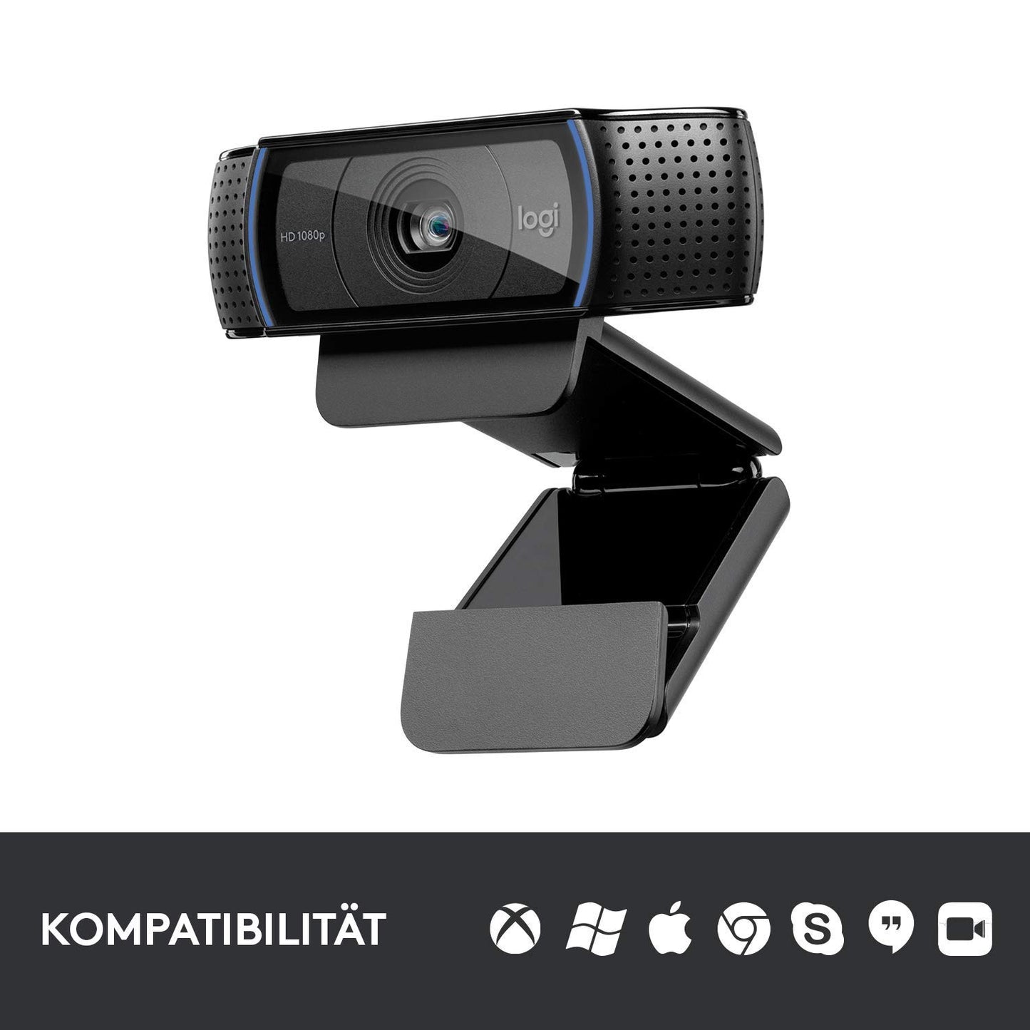 Logitech C920 HD PRO Webcam, Full HD 1080p, 78° field of view, autofocus, clear stereo sound, exposure compensation, USB connection, for Skype, FaceTime, Hangouts, etc., PC/Mac/ChromeOS/Android - Black