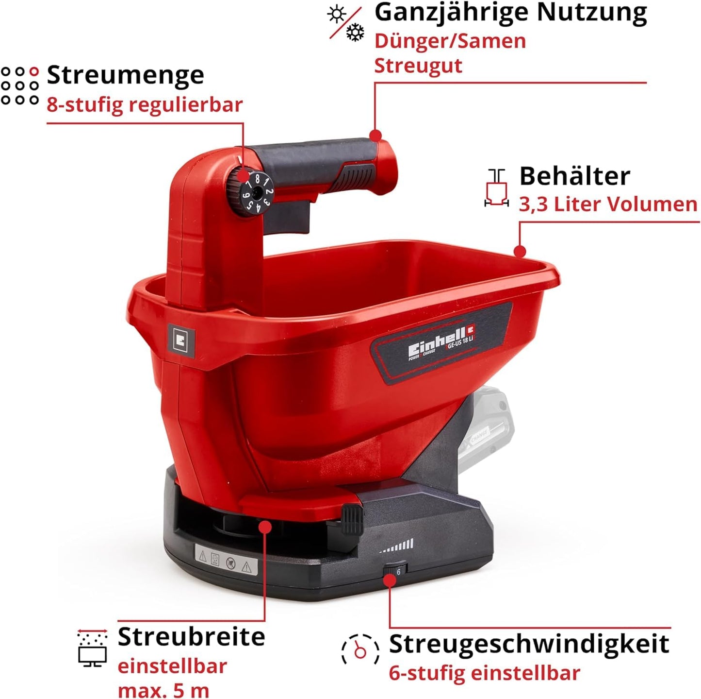 Einhell Universal Spreader (GE-US 18) Li-Solo Power X-Change without battery and charger