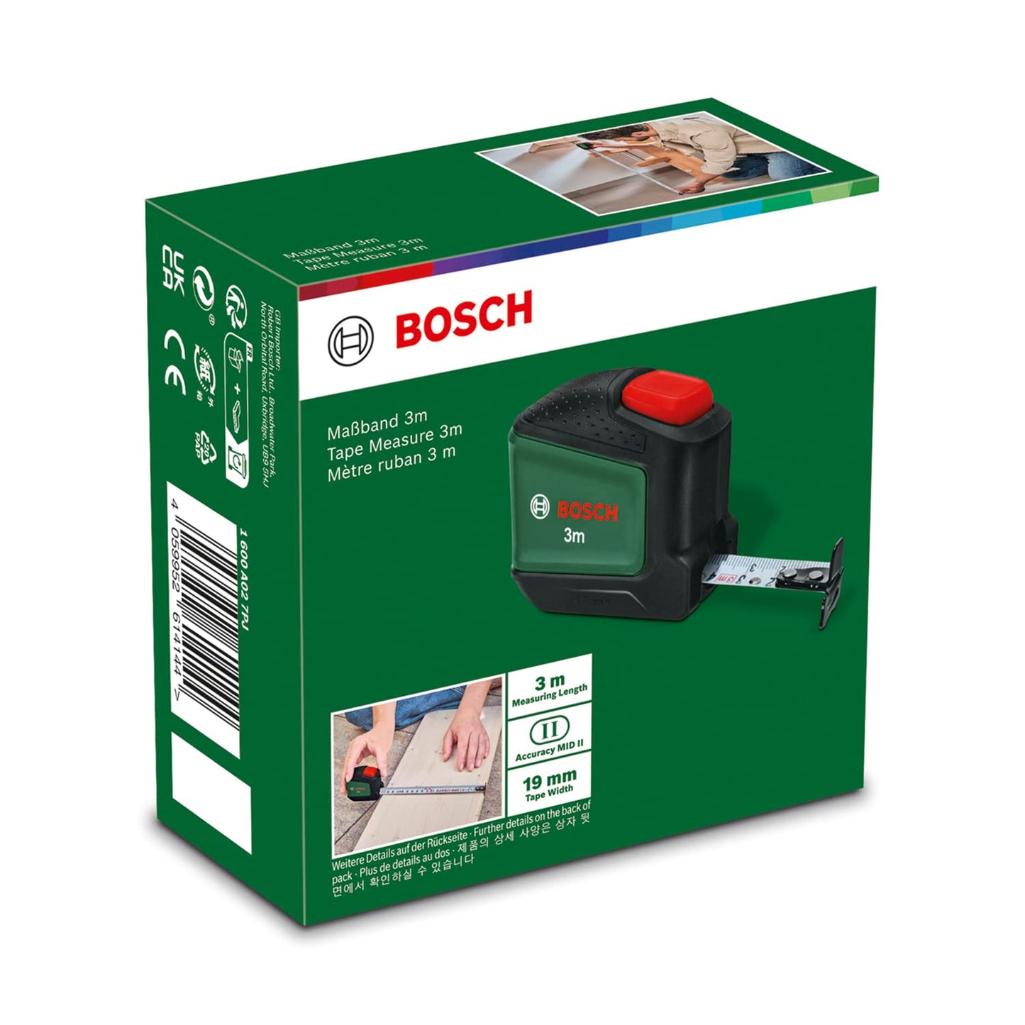 Bosch tape measure (3m) with autolock function | Ergonomic with belt clip