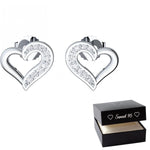 AMOONIC Sweet 16 'Heart Stud Earrings' Birthday Gift Idea for Girls with Engraved Case