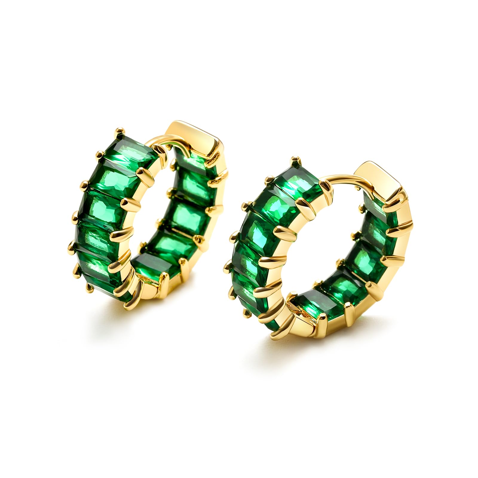 MESOVOR Creolen 18K Ohrringe mit Zirkonia für Damen (Grün)