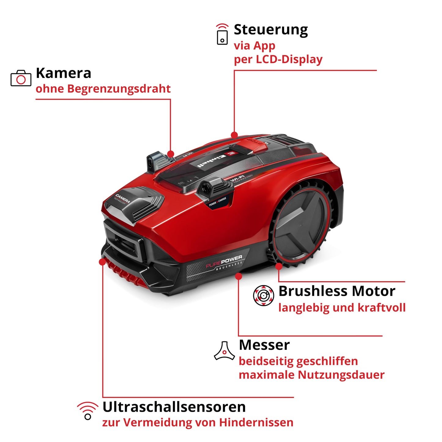 Einhell robotic lawnmower FREELEXO CAM PLUS 600 Power X-Change incl. 4.0Ah Plus battery (18V, camera, for 600m²)