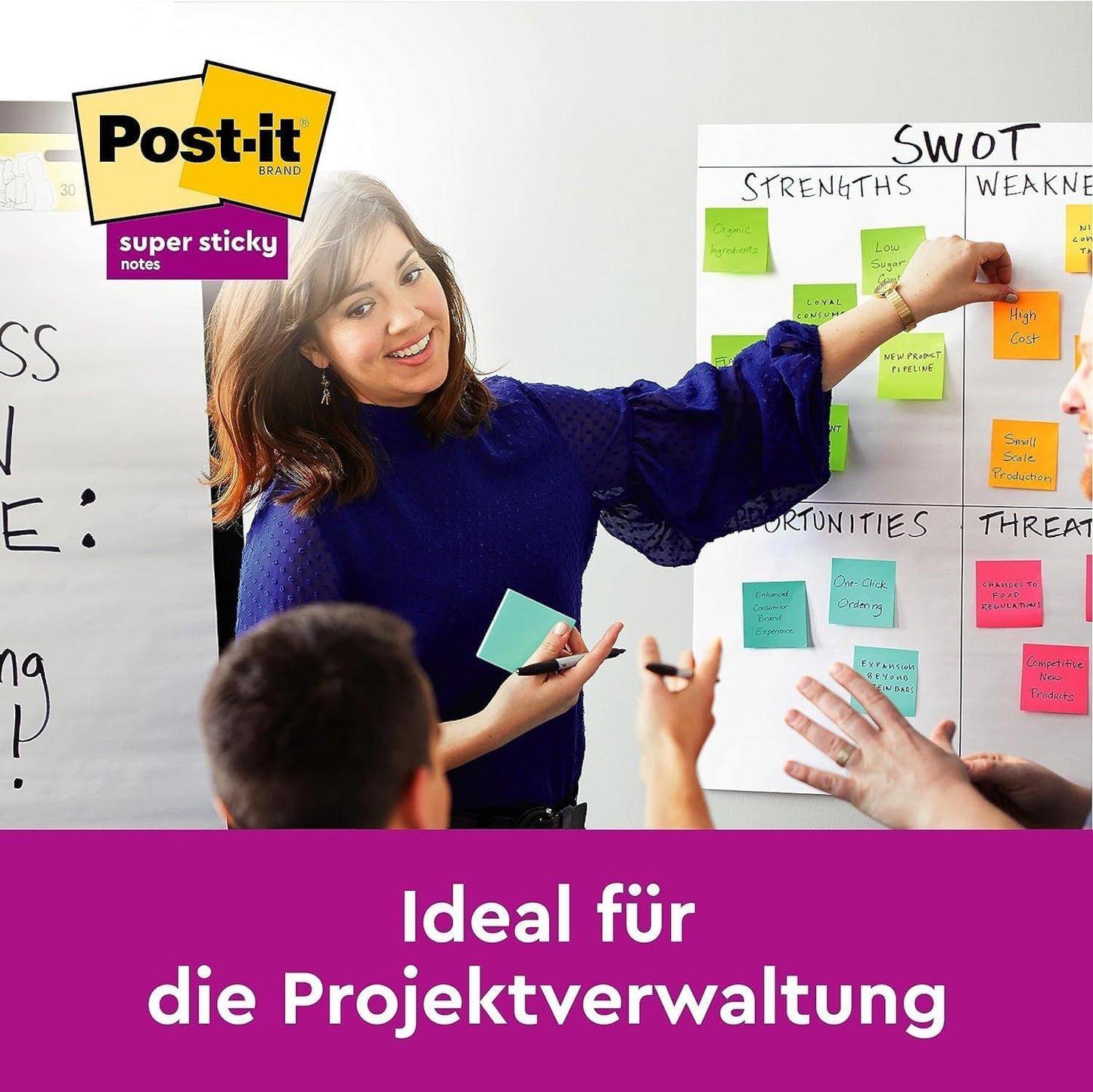 Post-it 'Super Sticky Notes' pack of 6 pads, 90 sheets per pad (76x127mm): Strong adhesive