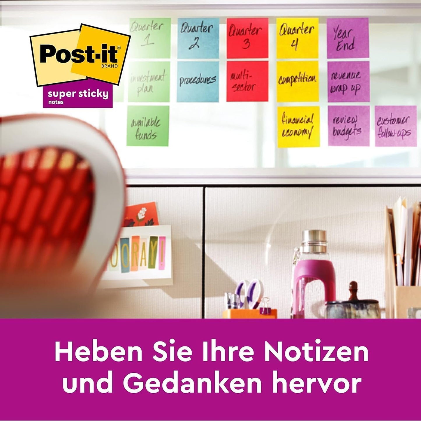 Post-it 'Super Sticky Notes' pack of 6 pads, 90 sheets per pad (76x127mm): Strong adhesive