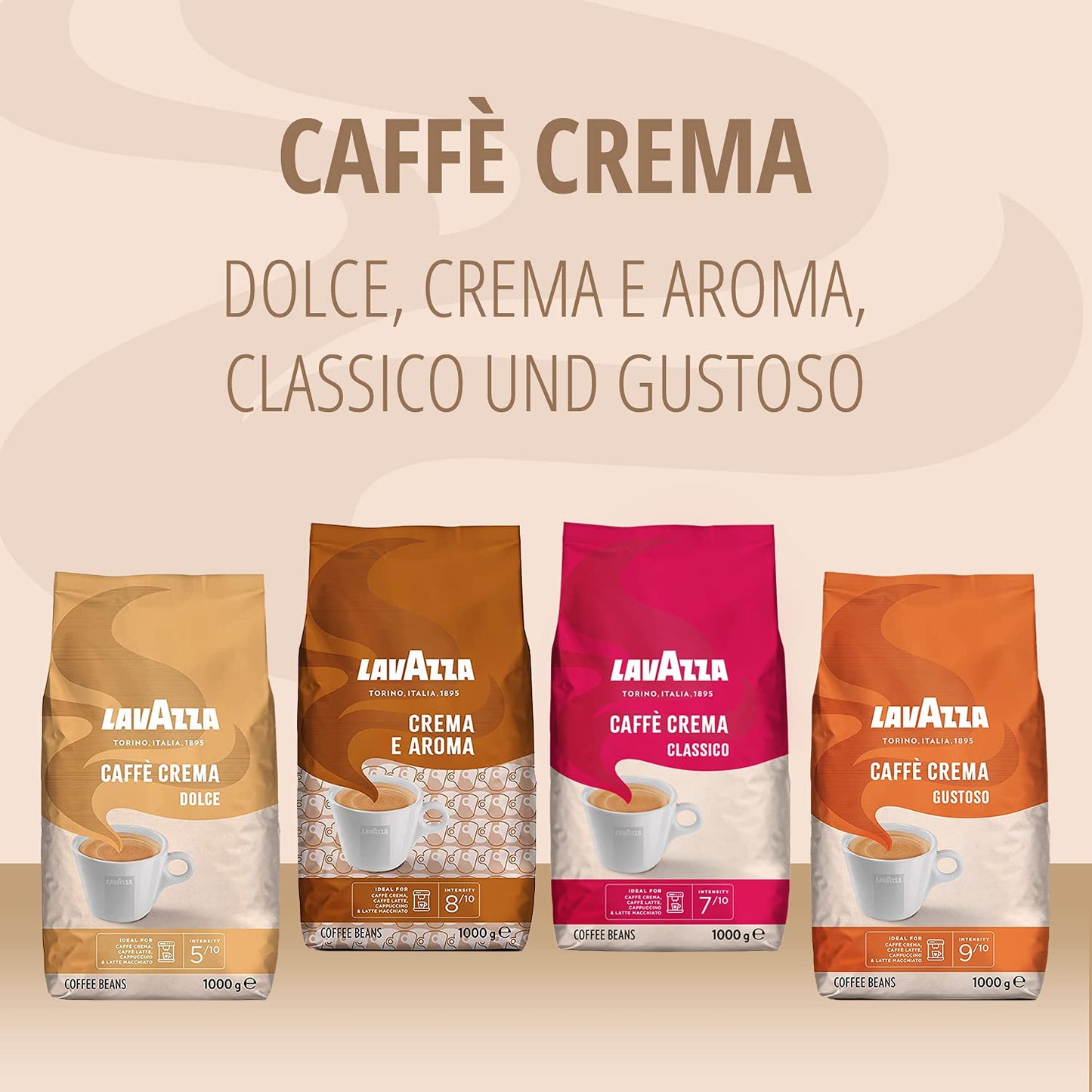 LAVAZZA Caffè Crema Classico (1kg): Arabica & Robusta coffee beans | Intensity 7/10