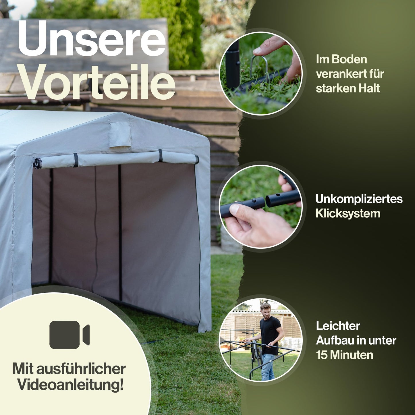 Silbergard bicycle garage with extra depth for e-bikes: weatherproof & tear-resistant