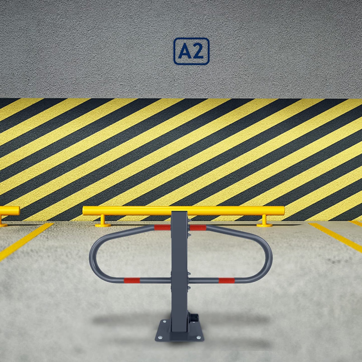 FIVMEN Galvanized Parking Barrier | Foldable with Keys and Reflective Stickers