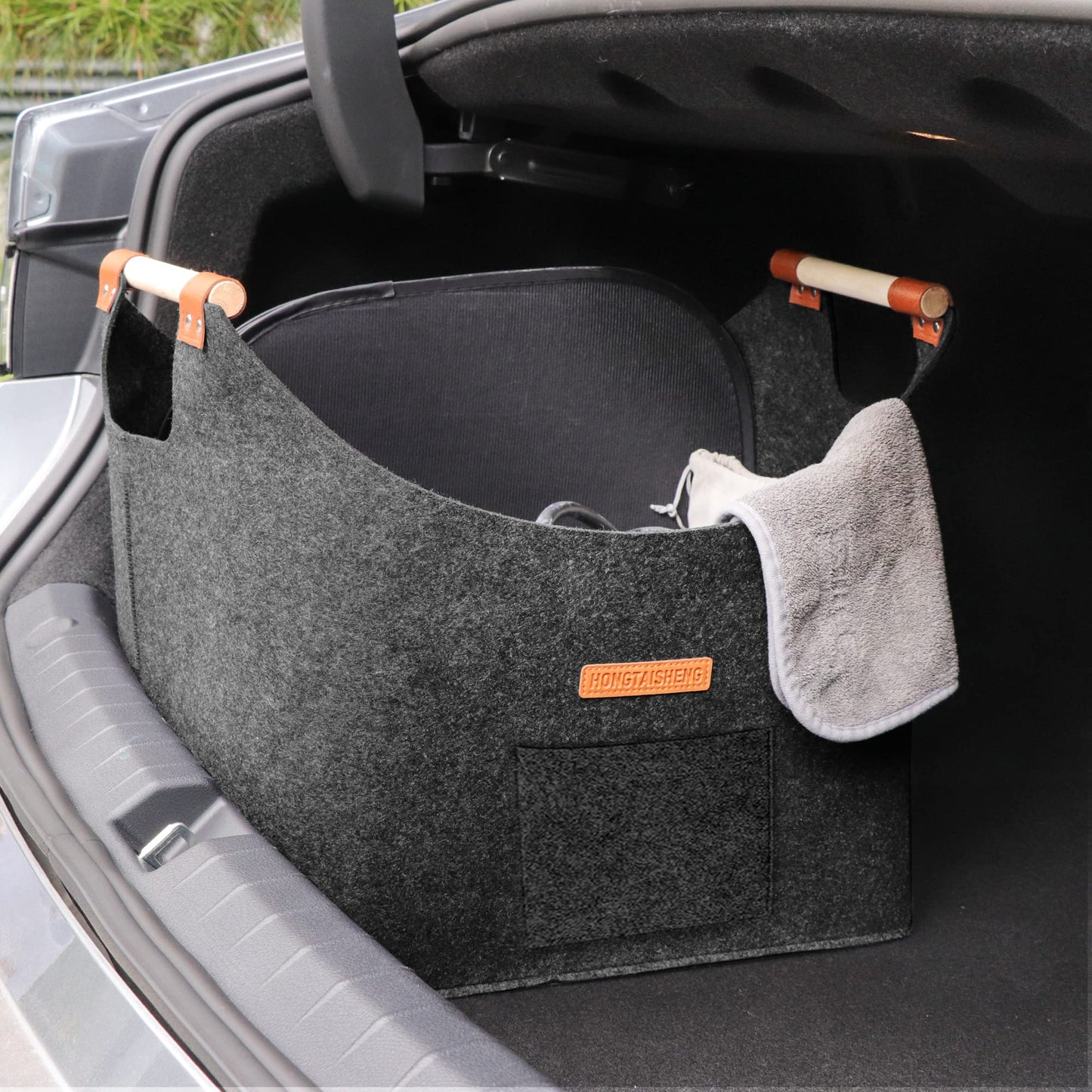 XL firewood felt basket with reinforced handle for shopping, wood, newspaper or firewood