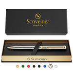 Scriveiner ballpoint pen High-quality design ballpoint pen in silver with real gold plating, black Schmidt refill, gift box, office set, professional ballpoint pen