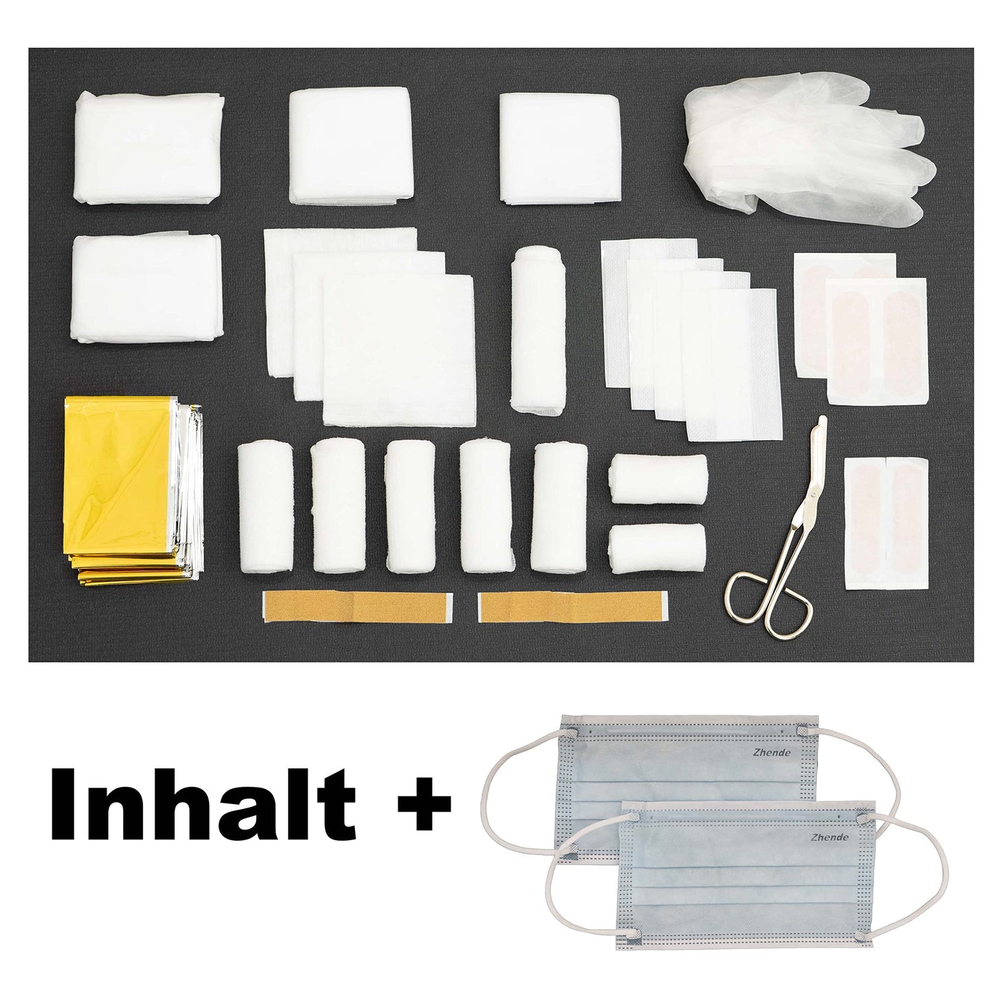 PETEX first aid kit made of nylon fabric: Contents according to DIN 13164 in red