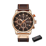 CURREN Relogio Masculino Montre à quartz pour homme avec bracelet en cuir et chronographe