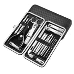 Ensemble de manucure de voyage en acier inoxydable 19 pièces | Coffret de soins + étui premium