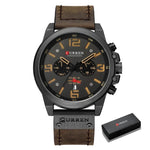 Montre à quartz chronographe de luxe CURREN pour homme avec bracelet en cuir