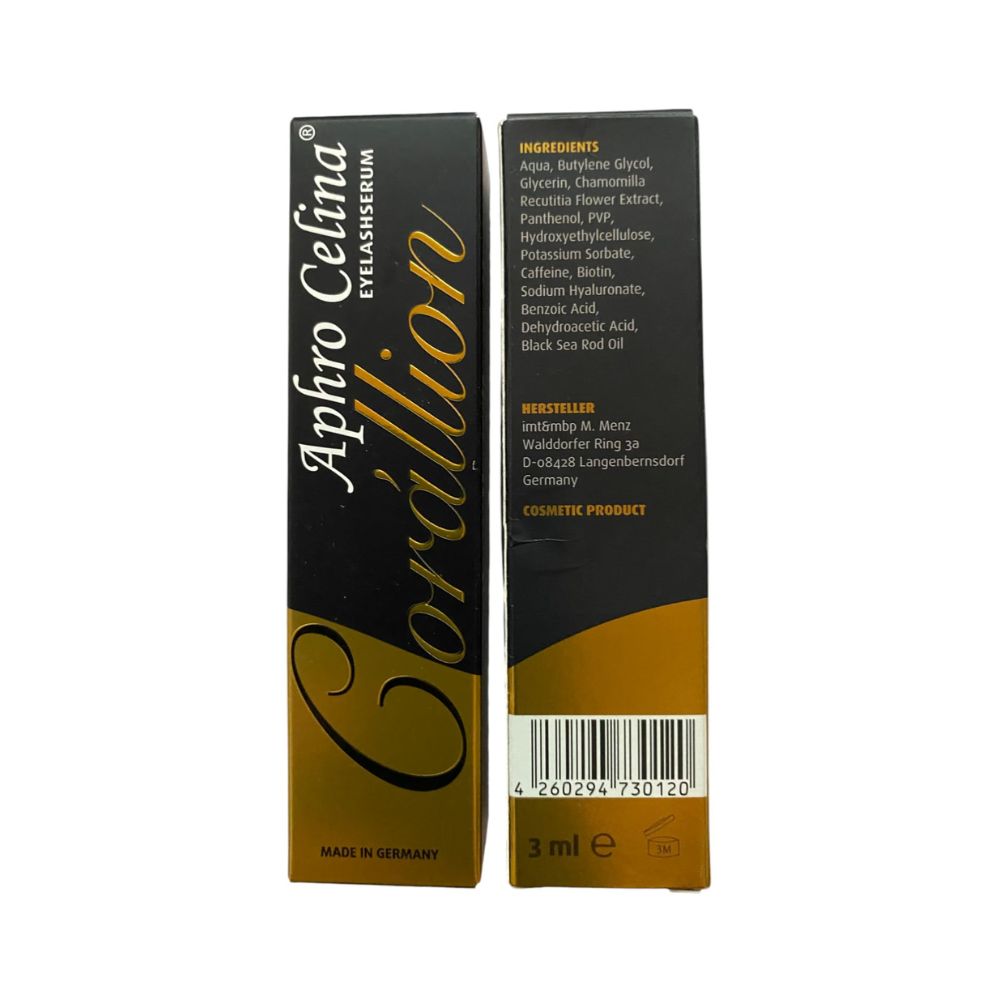 Aphro Celina 'Corállion' eyelash serum (3ml) with Black Sea Rod Oil