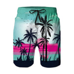 NEWISTAR Hawaii swim shorts for men with 3D palm print: quick-drying with drawstring