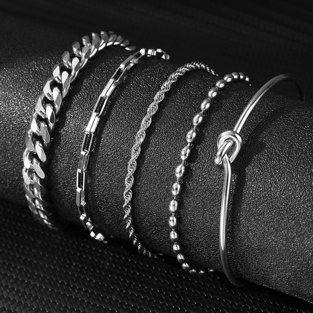 Modisches Edelstahl-Armband-Set | Luxuriöses Schmuckgeschenk für Damen