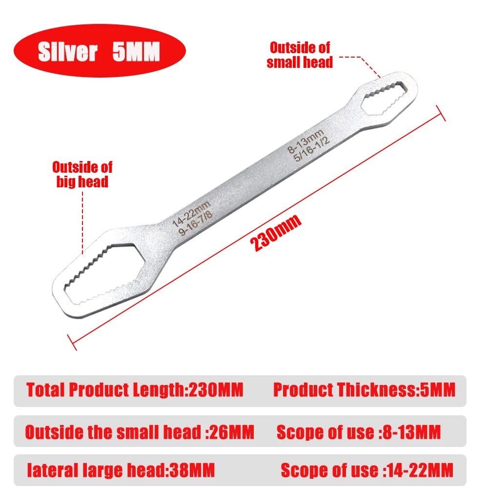 Clé Torx universelle double face pour 8 à 22 mm