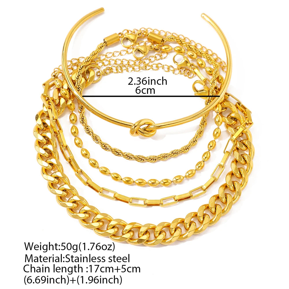 Modisches Edelstahl-Armband-Set | Luxuriöses Schmuckgeschenk für Damen