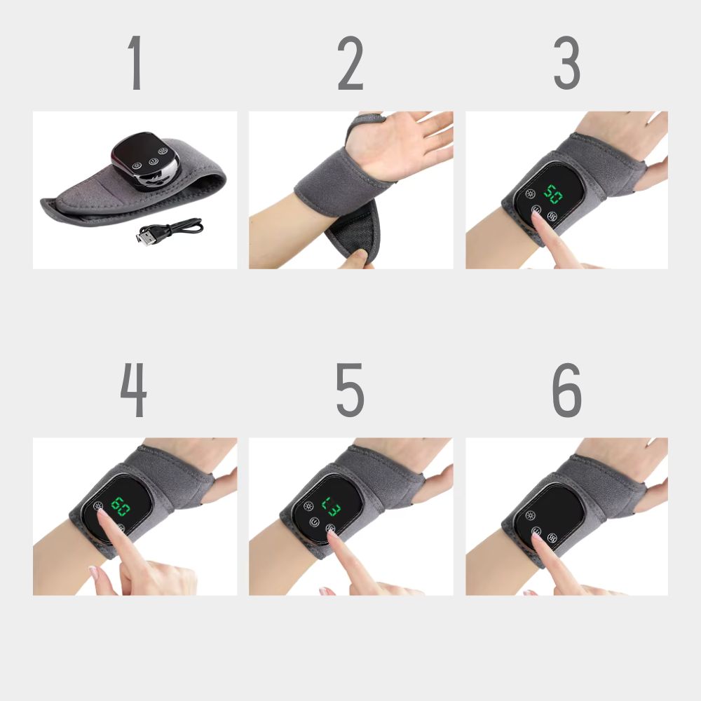 Elektrischer Handgelenk-Massager | 5 Heizstufen, 3 Vibrationsmodi, Linderung bei Karpaltunnel