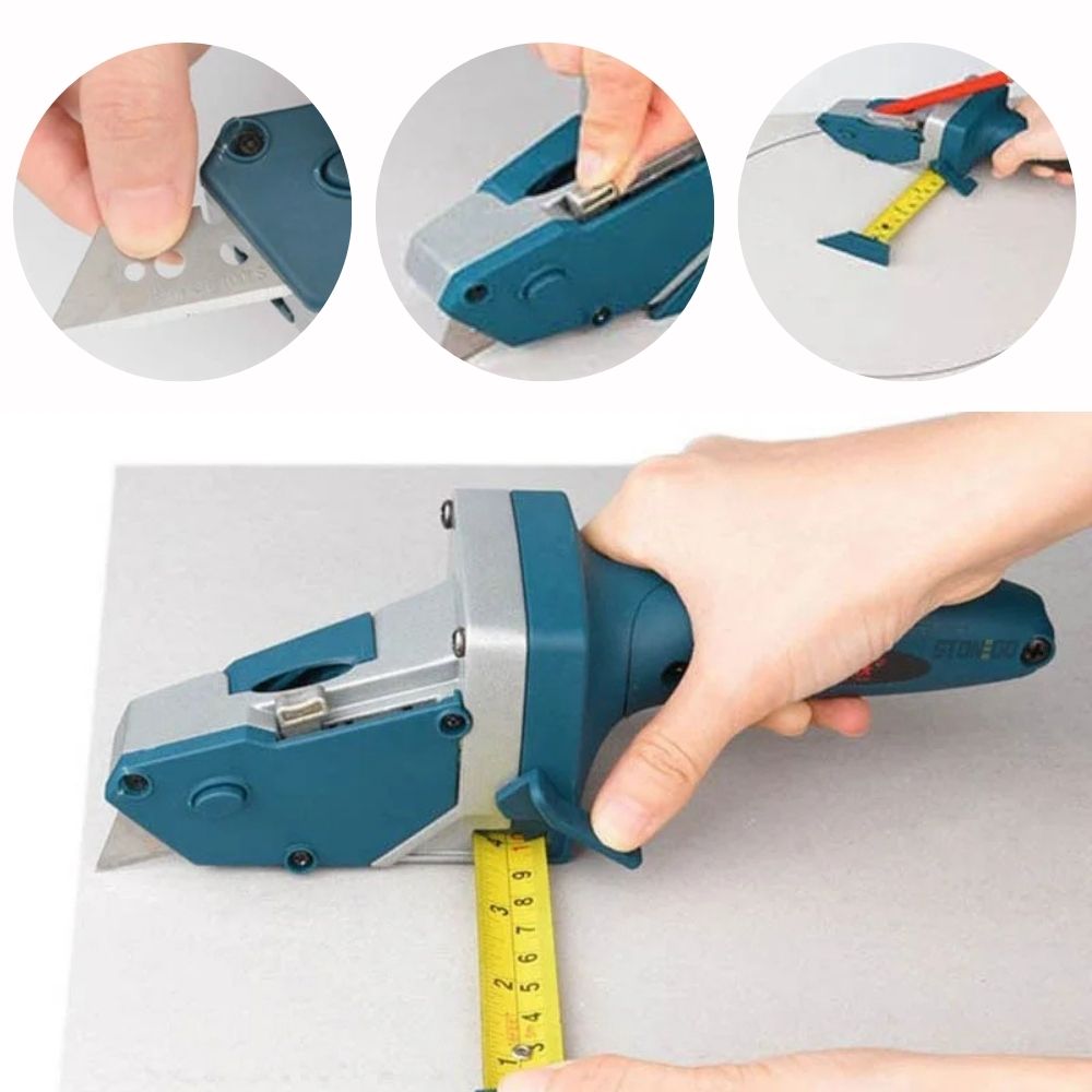 Coupe-plaque de plâtre et outil de traçage avec ruban à mesurer + crayon et 5 lames GRATUITES