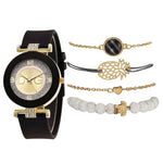 Montre à quartz pour femme 5 pièces avec ensemble de bracelets | Conception de bracelets haut de gamme