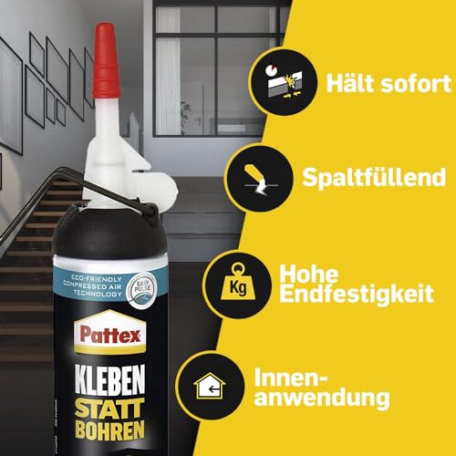 Pattex 'Glue instead of drilling' assembly adhesive (Extra Strong) with easy use | 133g: All materials, without solvents,