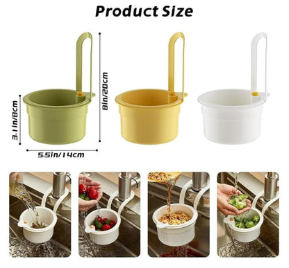 Mciluyaiio New Faucet Hanging Strainer, Plastic Kitchen Sink Drainer Basket, Hanging Fruit Strainer on Faucet, Kitchen Utensil Storage Rack, Fine Mesh