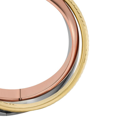 Fossil 'Harlow Interlocking Links' women's ring made of stainless steel (tri-coloured)