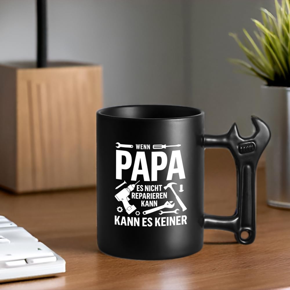 PAPA Keramik Tasse für Vatertag Geschenk mit Schraubenschlüssel Griff
