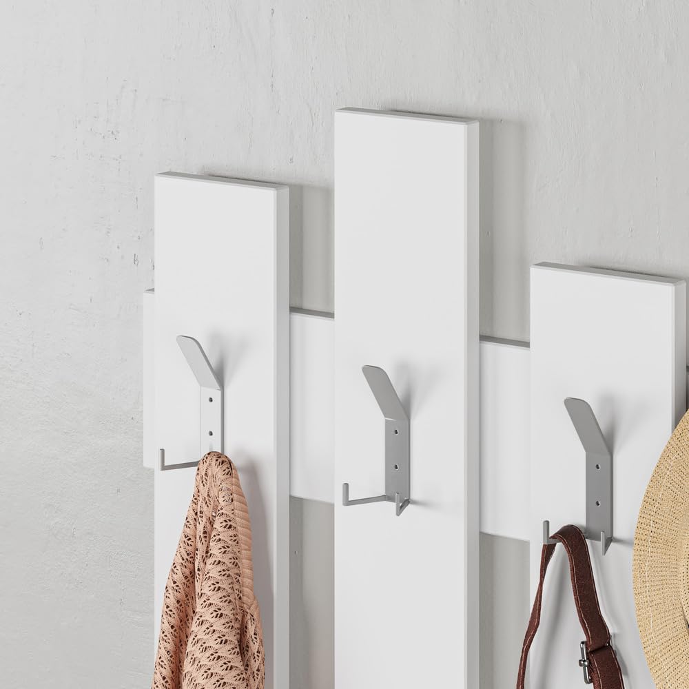 Wall-mounted coat rack (81x64cm) with 8 hooks for hallway, bedroom &amp; office | Invisible fastening system