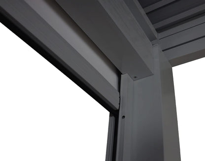 Pergola (HWC-L46) Garden slatted gazebo with side wall roller blind (3x4m): Stormproof, aluminum frame