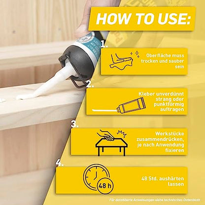 Pattex 'Glue instead of drilling' assembly adhesive (Extra Strong) with easy use | 133g: All materials, without solvents,