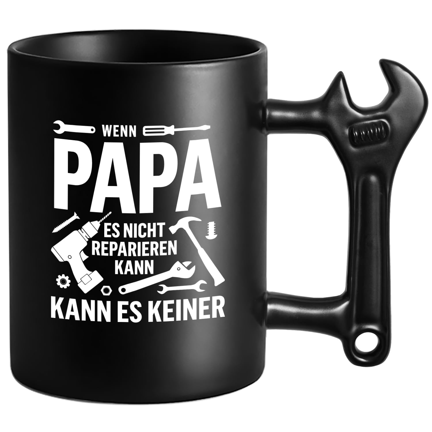 PAPA Keramik Tasse für Vatertag Geschenk mit Schraubenschlüssel Griff