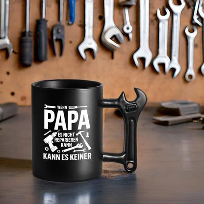 PAPA Keramik Tasse für Vatertag Geschenk mit Schraubenschlüssel Griff