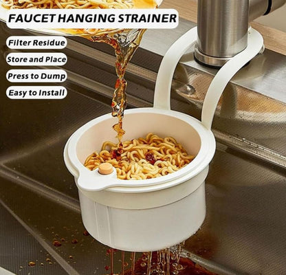 Mciluyaiio New Faucet Hanging Strainer, Plastic Kitchen Sink Drainer Basket, Hanging Fruit Strainer on Faucet, Kitchen Utensil Storage Rack, Fine Mesh
