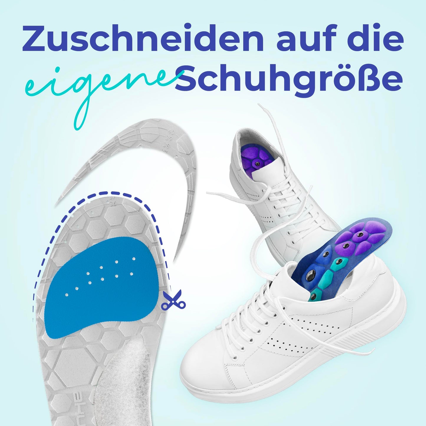 Akusoli Magnet-Einlegesohlen gegen Fersensporn & Plattfüße: Zuschneidbar