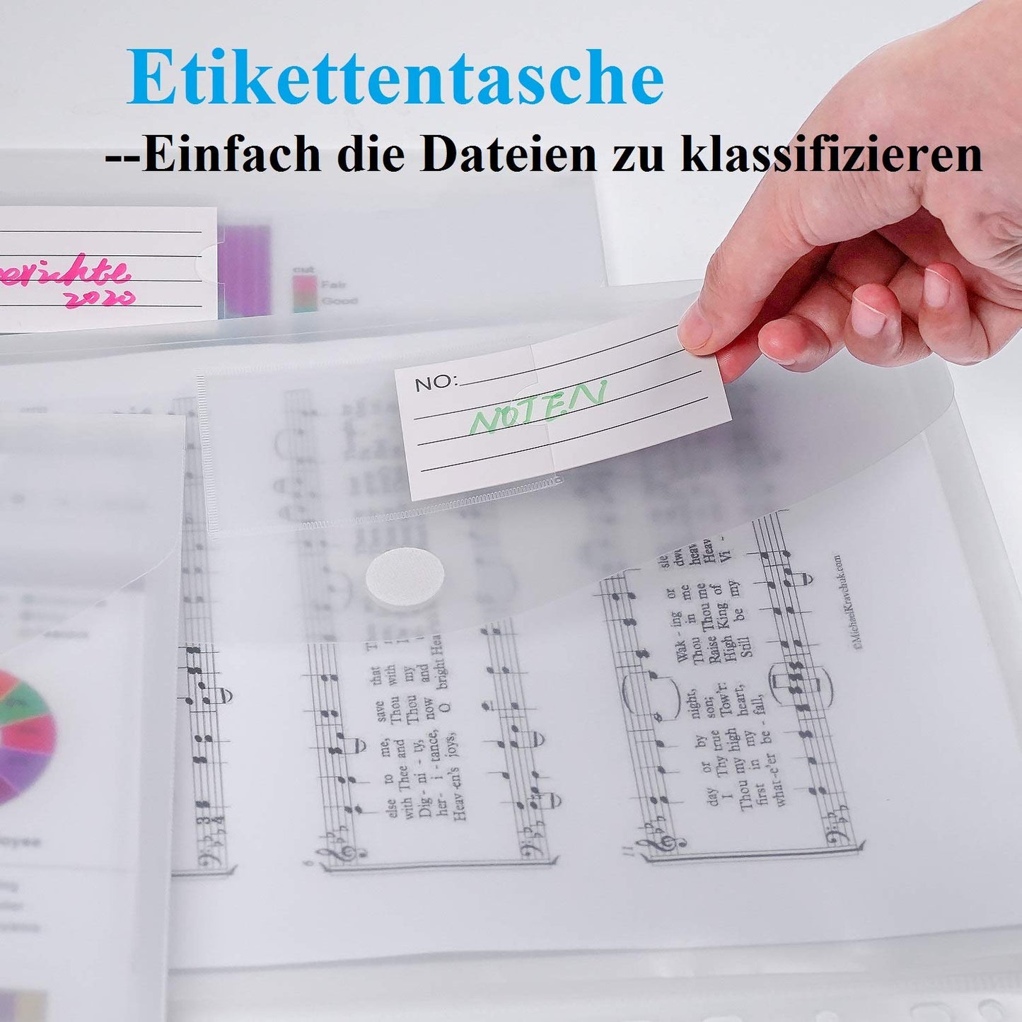 Document folders DINA4 (20-pack) with binder holes/velcro fastener and label pocket