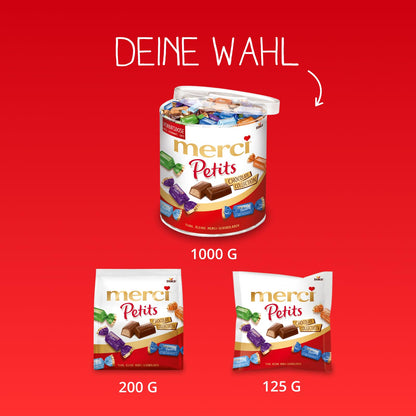 merci Petits Chocolate Collection (1kg): Mix of chocolate specialties in a practical round tin