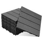 Set of 11 WPC patio tiles for 1m² (30x30cm): Balcony click tiles with drainage | Waterproof, corrosion-resistant