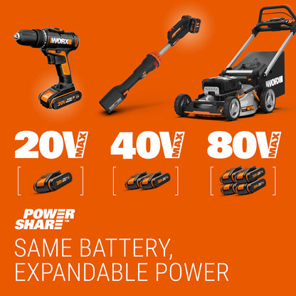 Original WORX WA3644 PowerShare Pro battery 20V (4.0 Ah Li-Ion): Rechargeable with LED display, suitable for all WORX devices