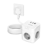 6-in-1 power cube (2m cable) with USB-C: Individually switchable for office, home, travel
