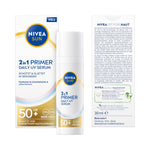 NIVEA SUN 2-in-1 Primer Daily UV-Serum LSF 50+ | Parfümfrei mit Hyaluron und Antioxidans (30ml)