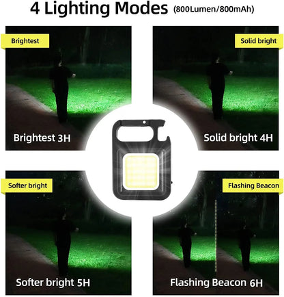Porte-clés COB LED | 3 modes d'éclairage, pliable, rechargeable
