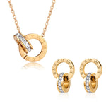 Ensemble collier et boucles d'oreilles avec chiffres romains pour femme : polissage élevé 