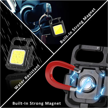 Porte-clés COB LED | 3 modes d'éclairage, pliable, rechargeable