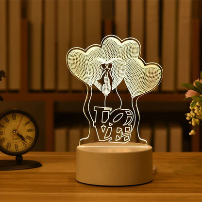 3D Acryl-USB-LED-Nachtlicht im Geschenkbox | Warmweiß